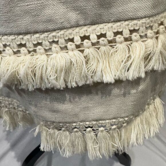 Ann Taylor Loft beige cotton and linen blend tassels skirt size 10 NWOT - Picture 5 of 8